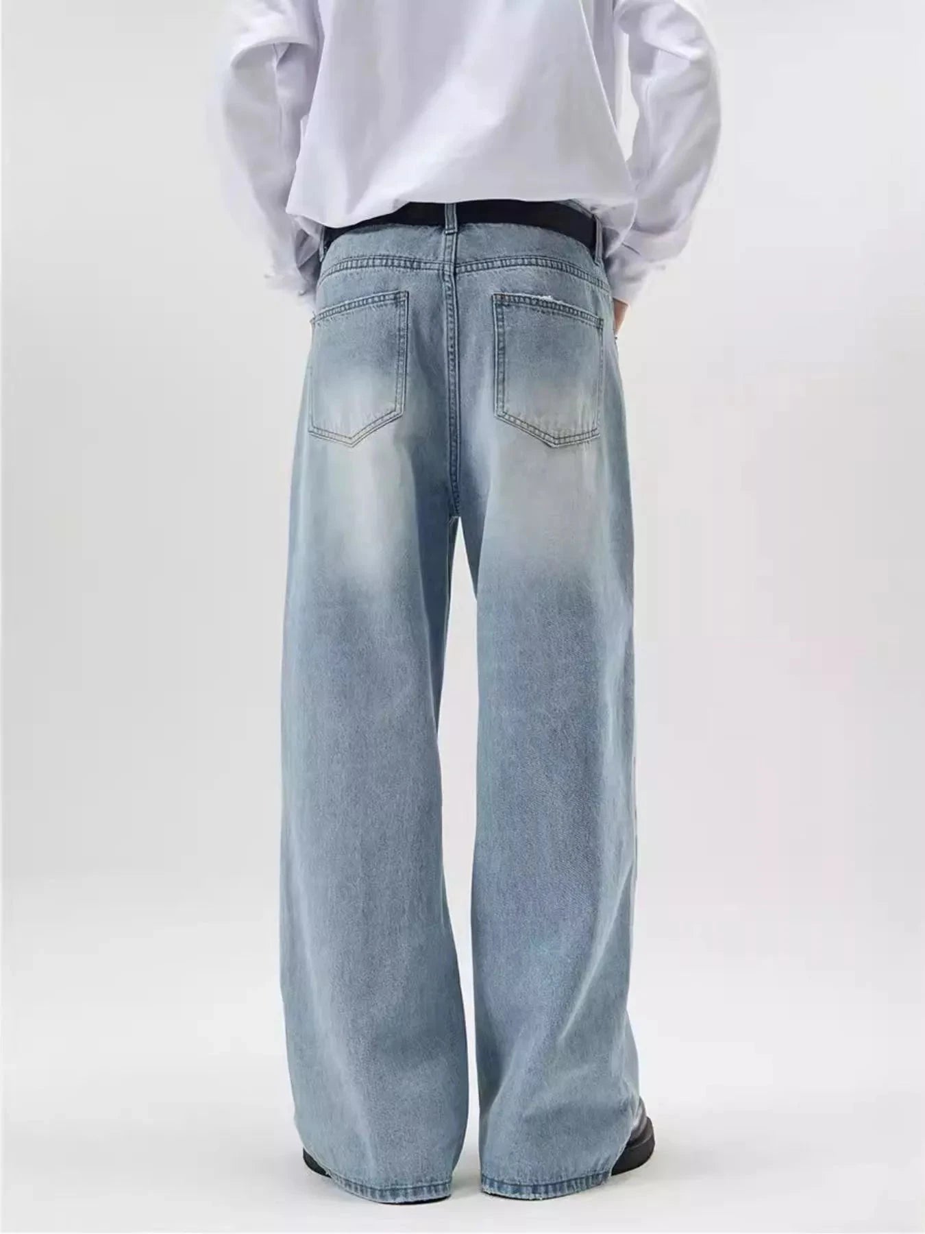 Mens Full Size Washed Wide Leg Jeans For Plus Size Simply Love