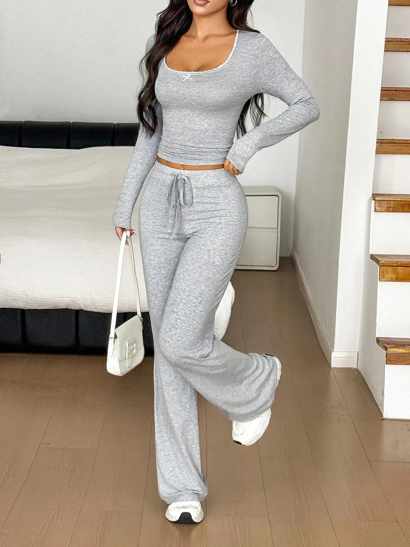Long Sleeve Crop Top and Pants Set Coco’s Tee Boutique