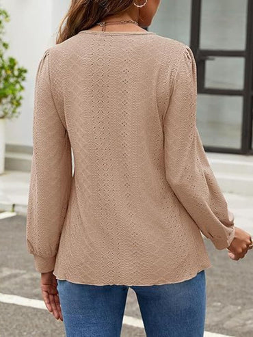 Chic eyelet long sleeve top