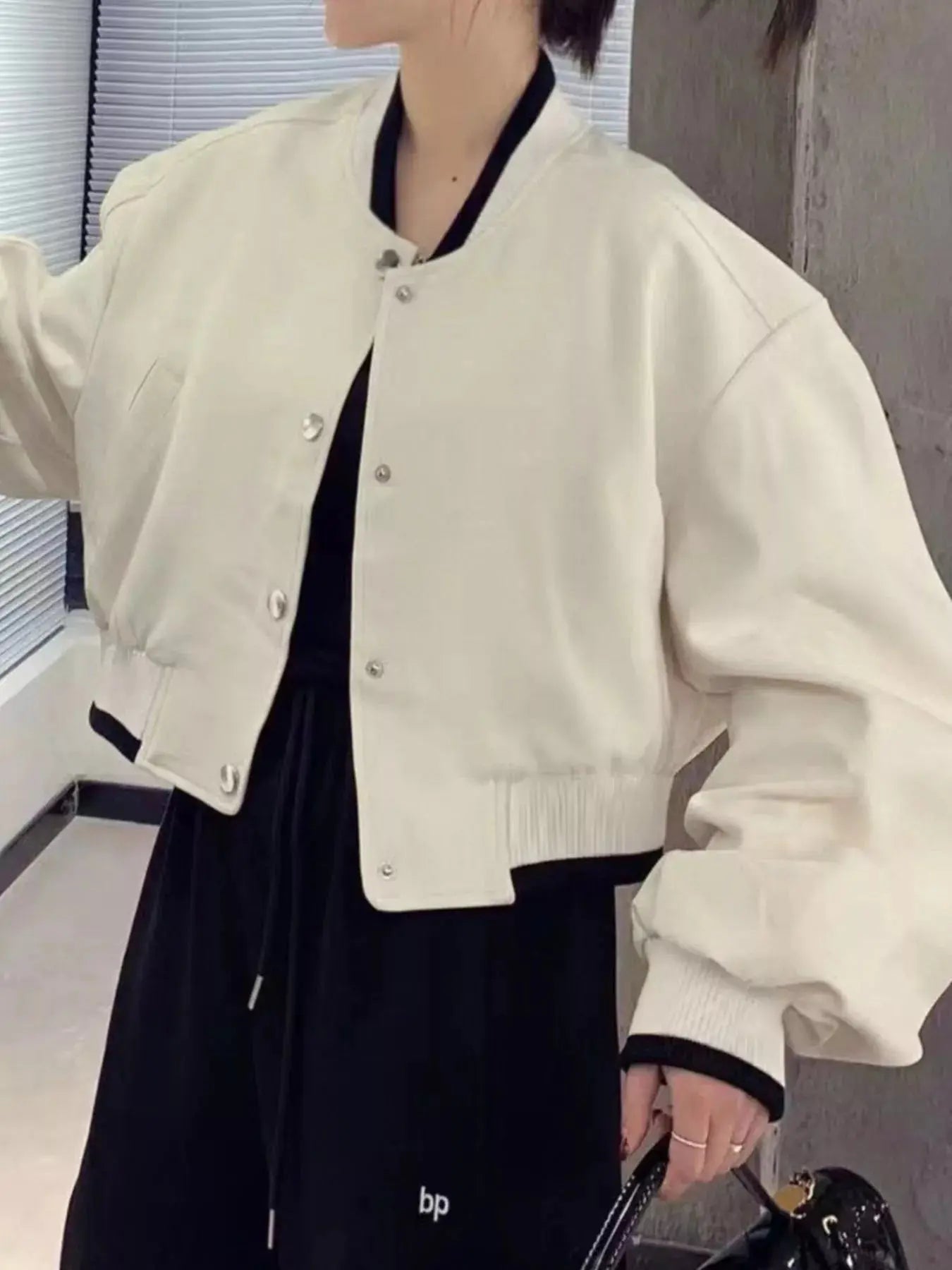 Casual Snap Down Cropped Jacket Simply Love