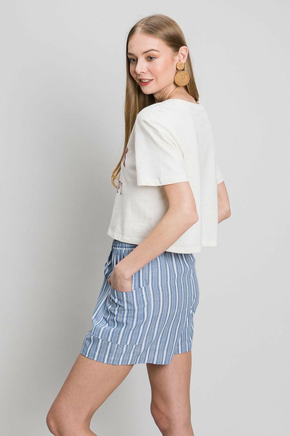 Cotton Bleu by Nu Label Yarn Dye Striped Shorts.