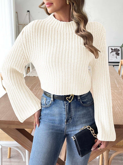 Cozy mock neck long sleeve knit sweater