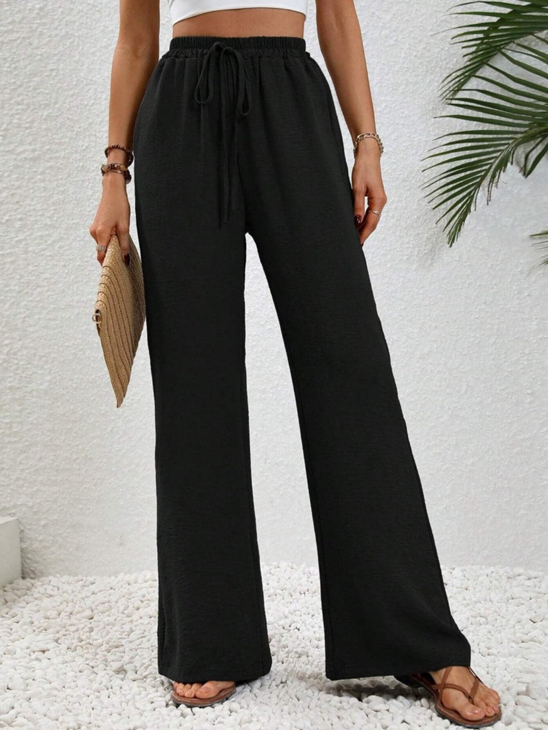 Wide Leg Drawstring Pants.