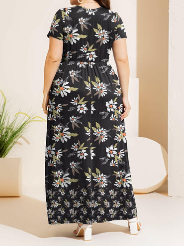 Plus Size Printed Round Neck Short Sleeve Maxi DressUpgrade Your Style with our Plus Size Printed Maxi Dress
 
 
Pattern Type: Eye-catching prints for a trendy look
 
Style: Effortlessly casual, perfect for various ocLove Salve Size Printed Round Neck Short Sleeve Maxi Dressplus