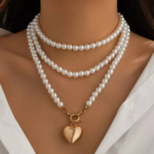 Pearl Chain Heart Necklace Simply Love