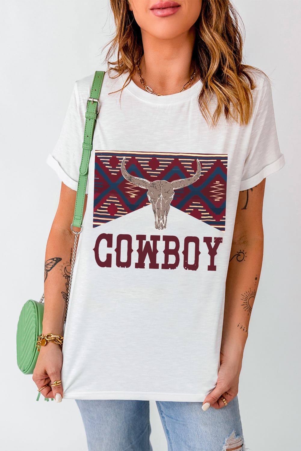 Graphic Round Neck Short Sleeve T-Shirt.