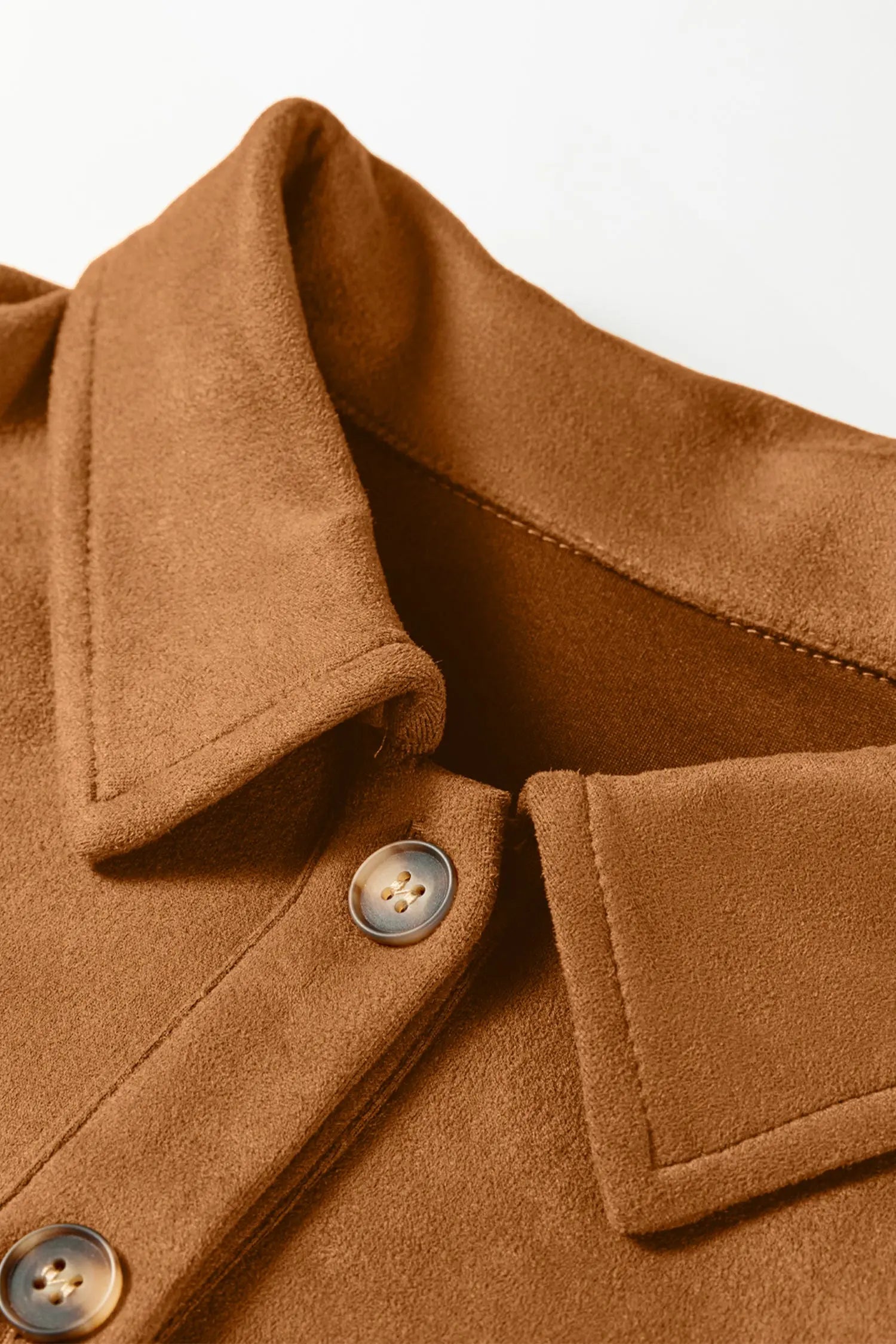 Thai Curry Solid Color Faux Suede Retro Jacket With Hollowed Detail Dear-Lover Dropshipping