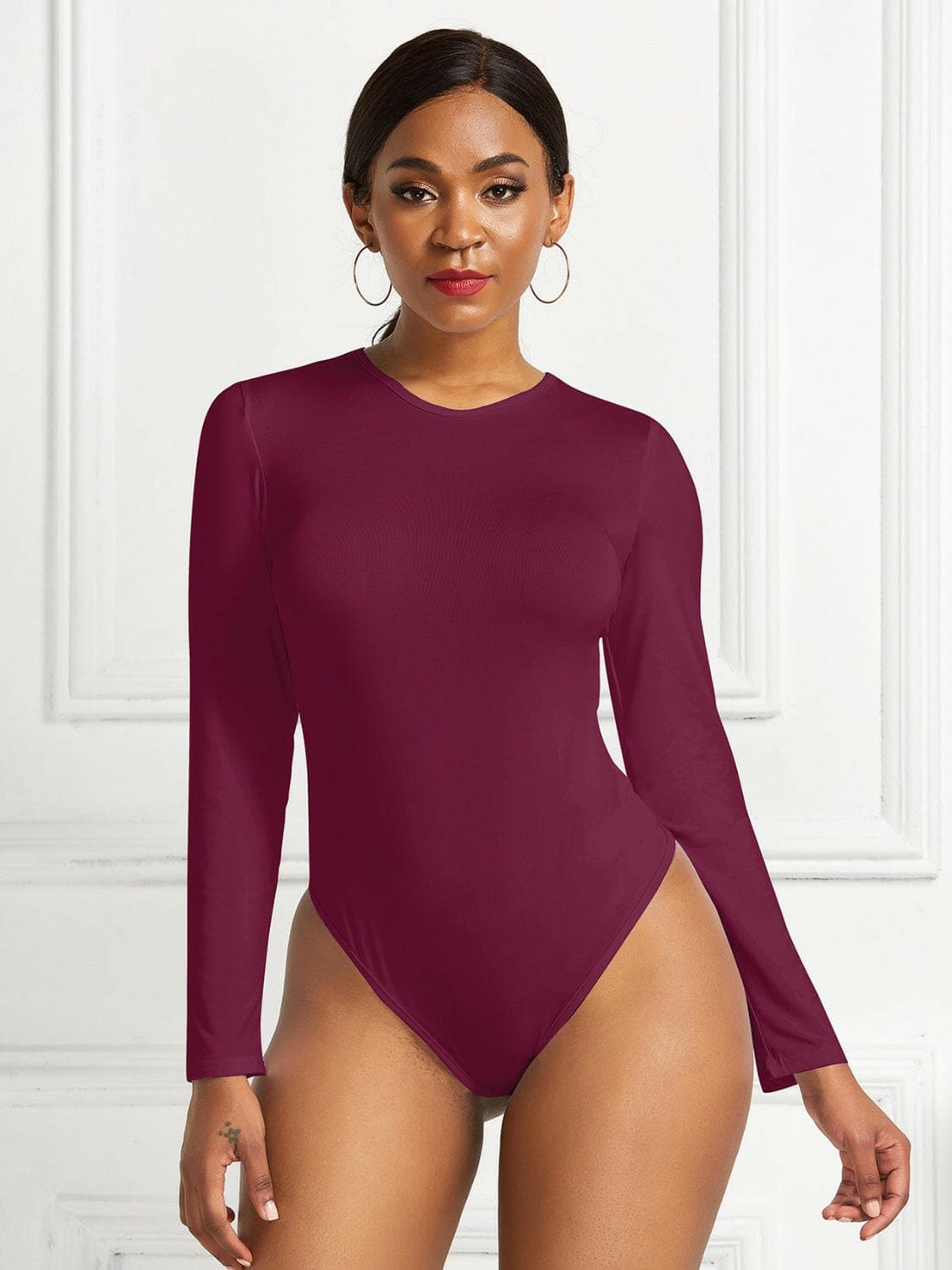 Round Neck Long Sleeve Bodysuit.