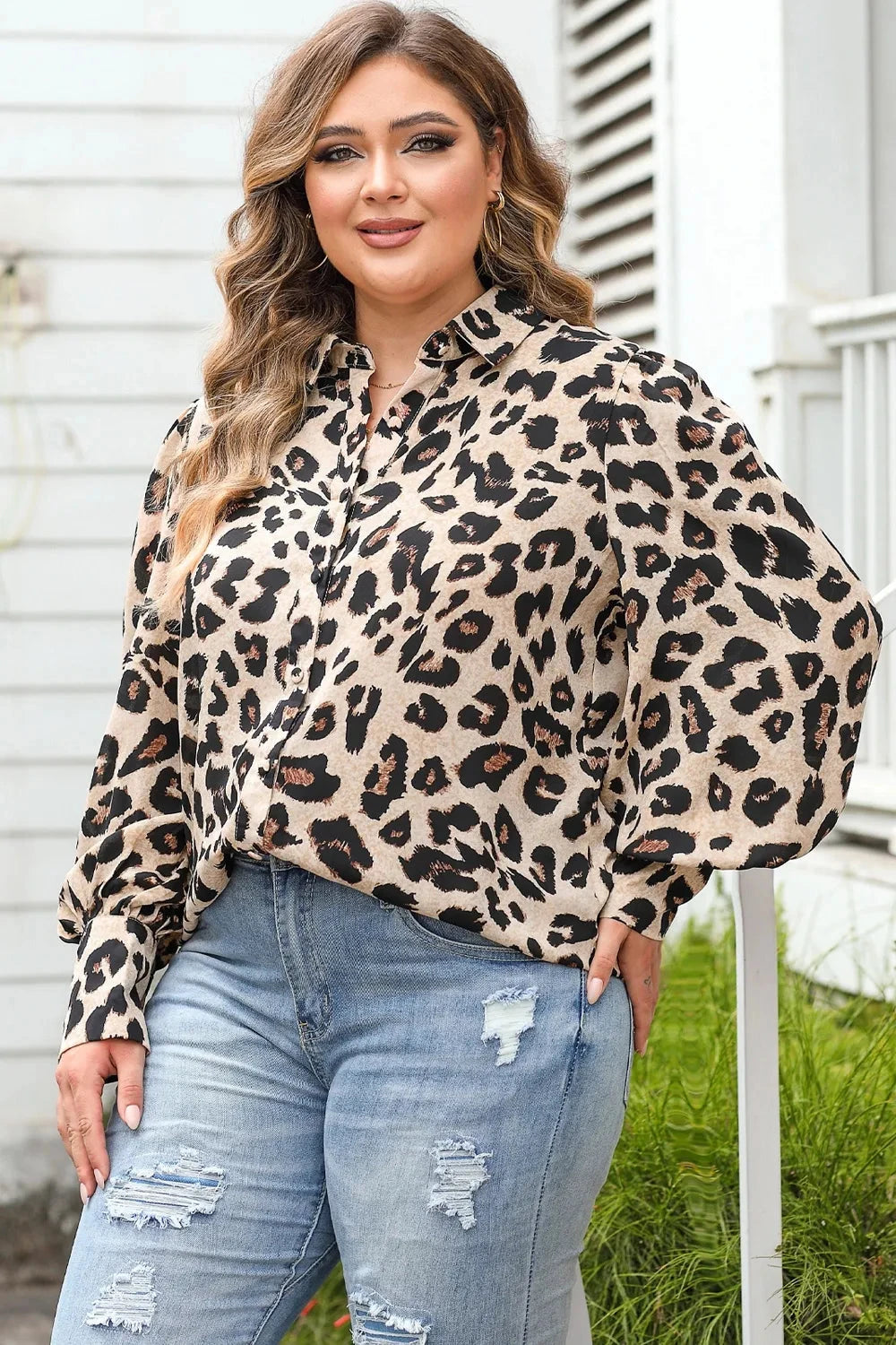 Plus Size Printed Long Sleeve Shirt Coco’s Tee Boutique