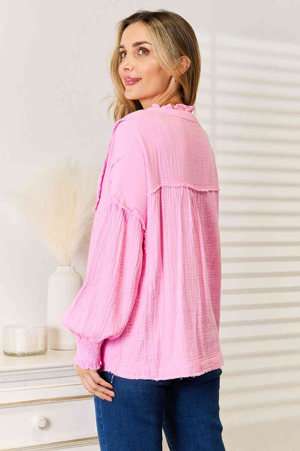Double Take: Notched Neck Blouse - Love Salve