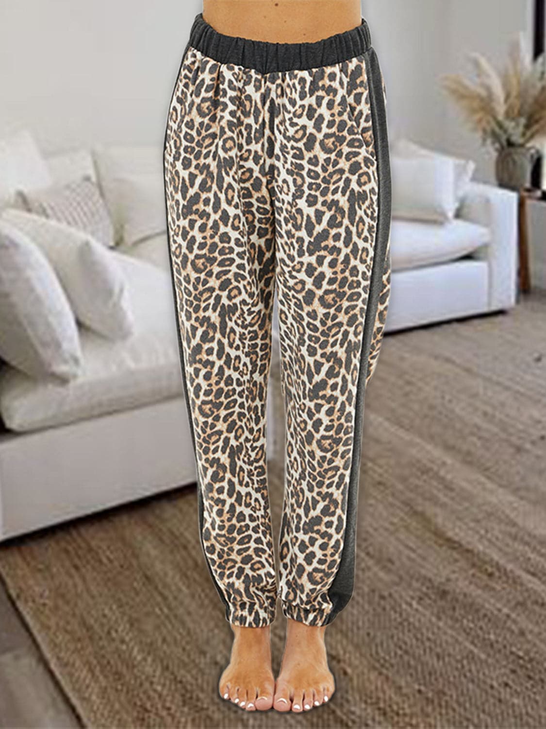 Leopard Elastic Waist Pants.