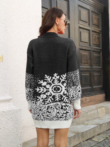 Snowflake Pattern Sweater Dress.