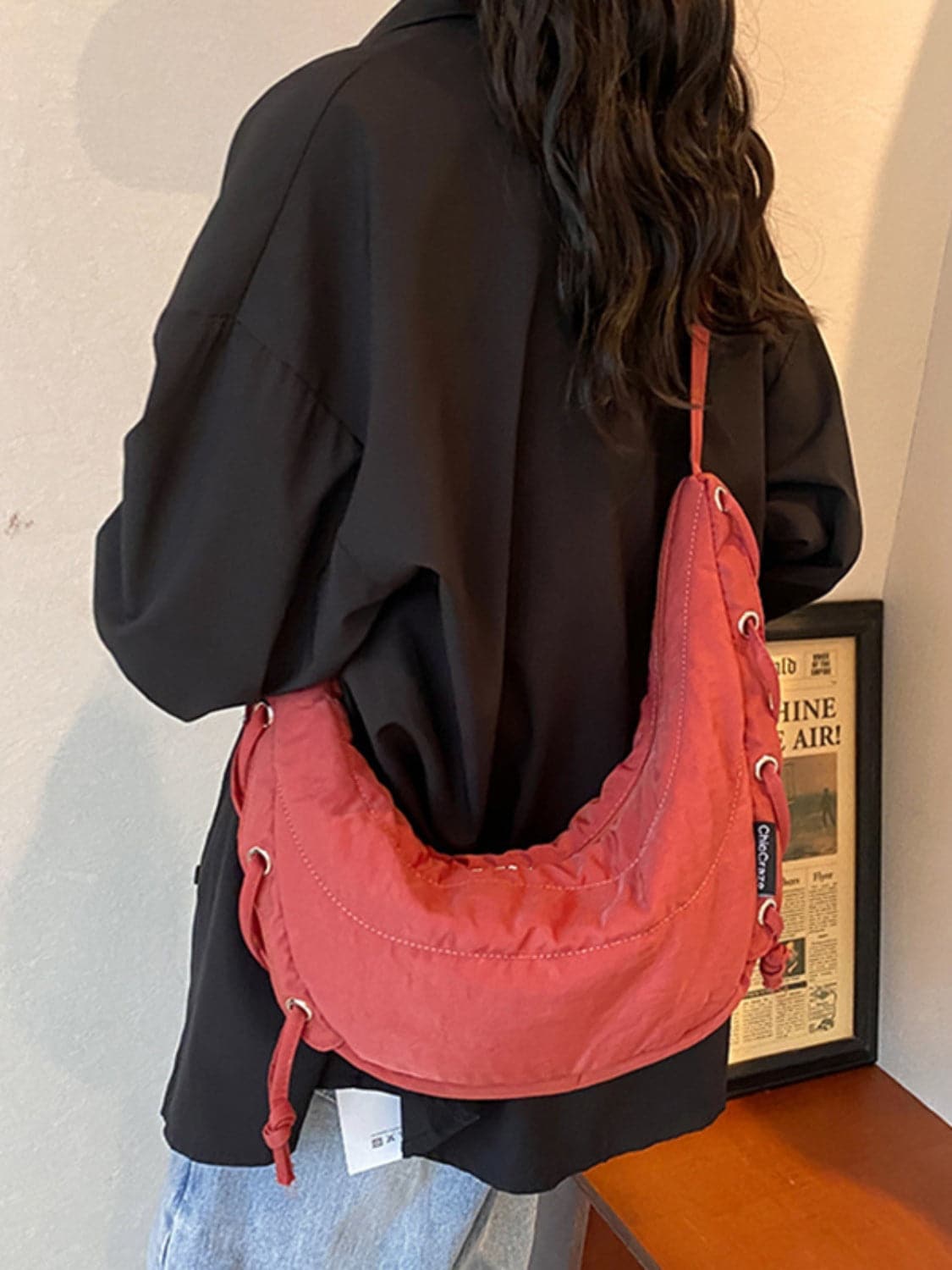 Large polyester crossbody bag