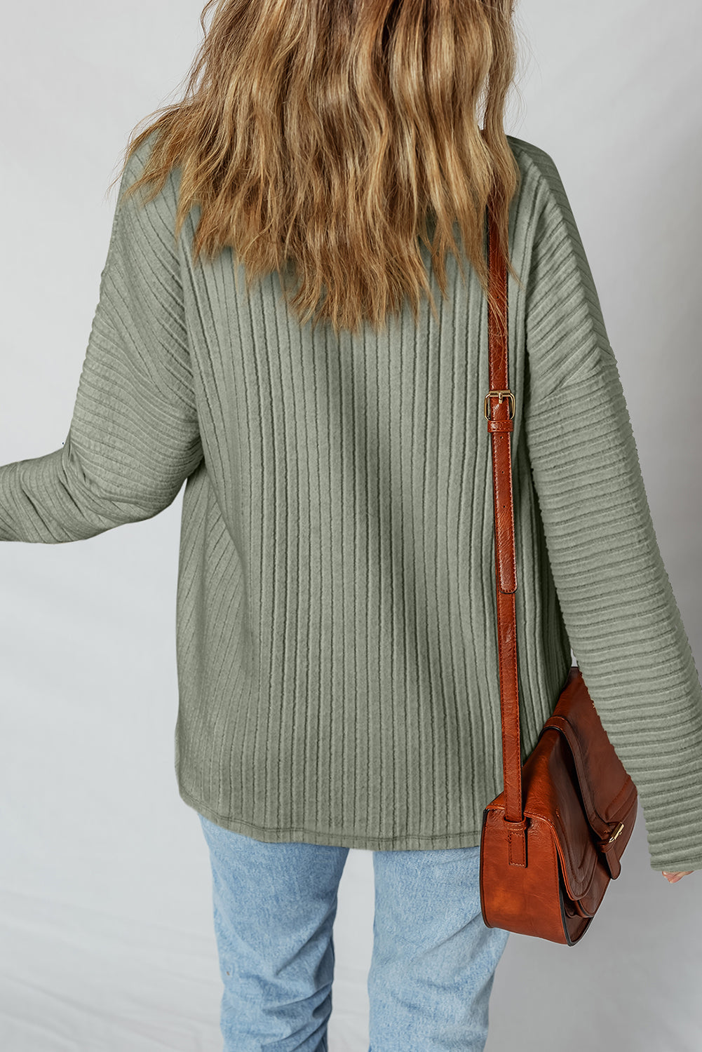 Mist Green Thermal Ribbed Texture Drop Shoulder Button Up Shacket Love Salve