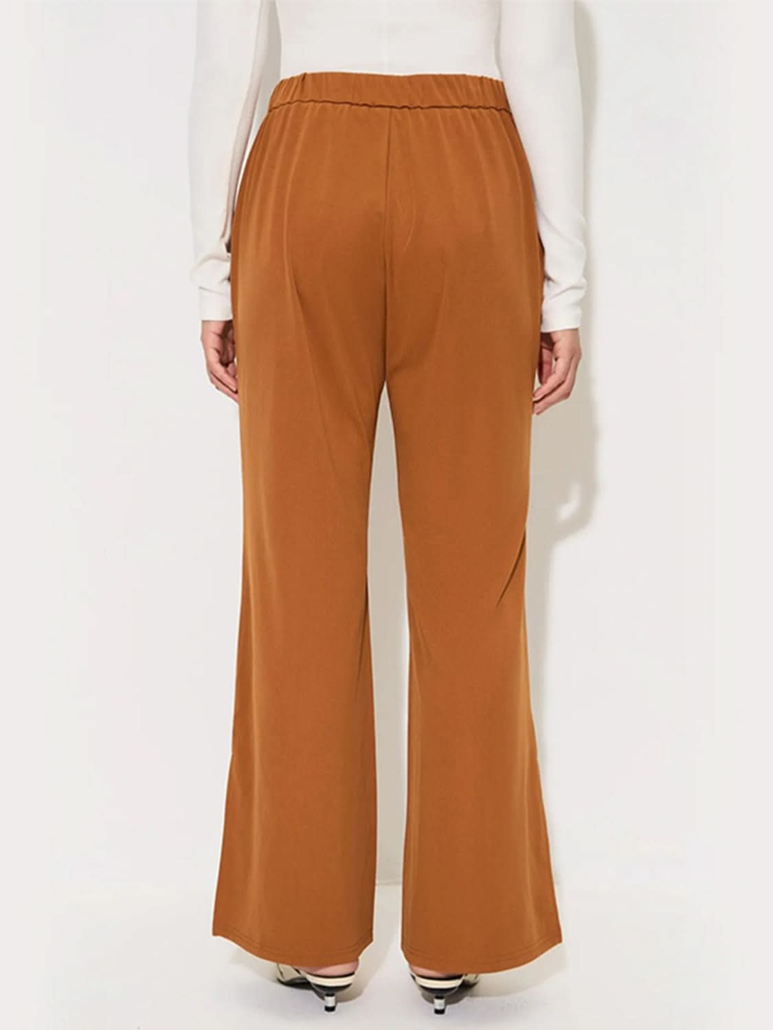 Chic Slit Wide Leg Trousers with Functional Pockets