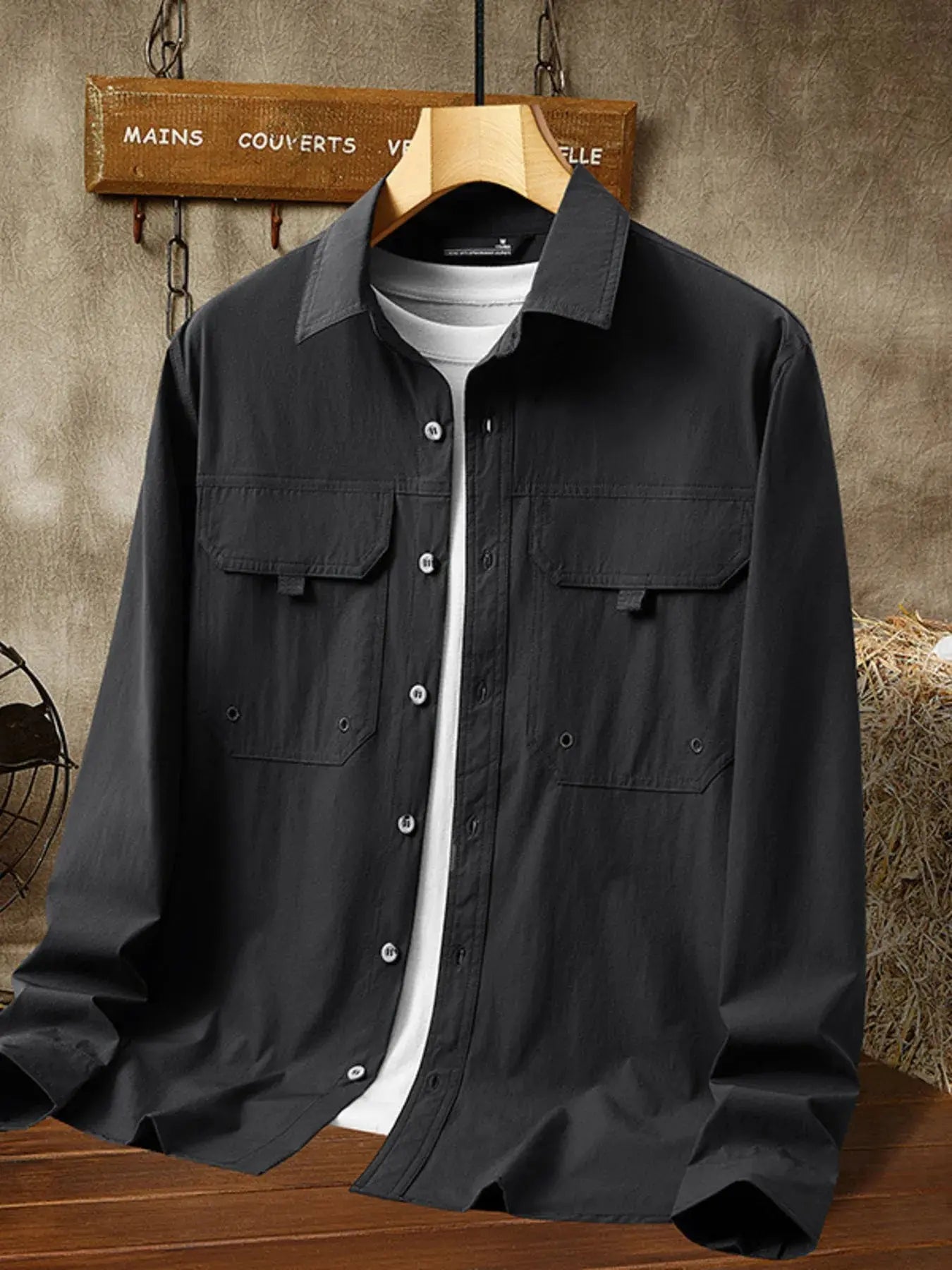 Men's Plus Size Casual Lightweight Button-Down Shacket Simply Love