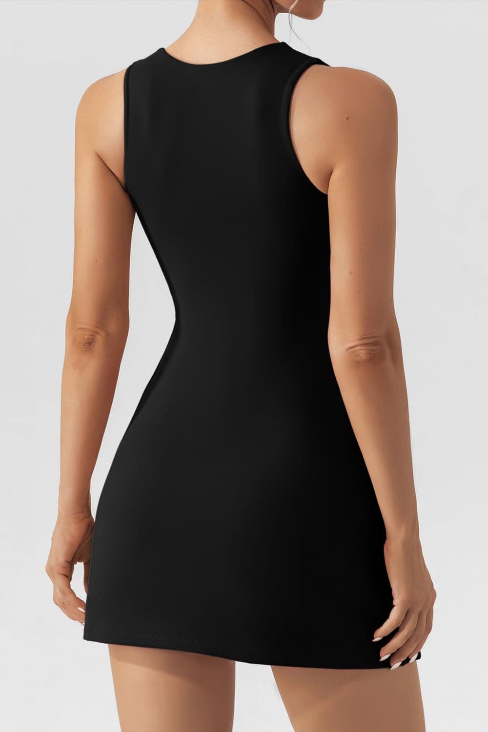 Square Neck Sleeveless Mini Dress.