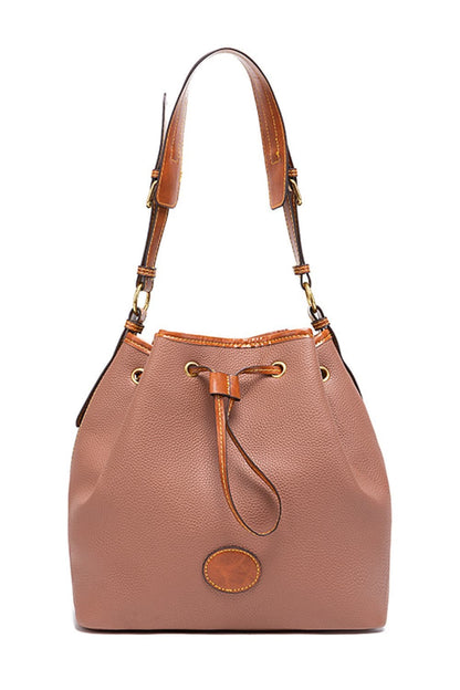 PU Drawstring Bucket Bag.