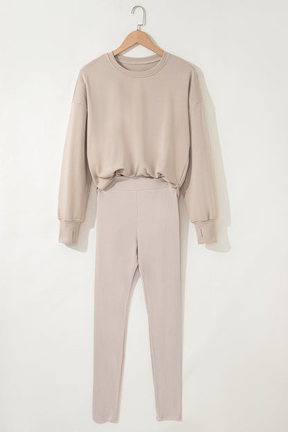Jet Stream Oversize Slit Sweatshirt And Ribbed Leggings Set