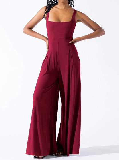 Square Neck Wide Strap Jumpsuit.