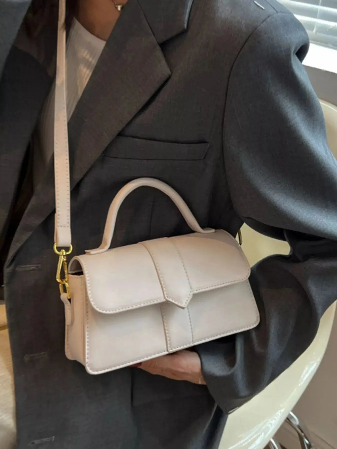 Small PU Leather Top Handle Crossbody Bag With Adjustable Strap Simply Love