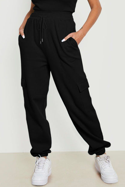 Trendy black cargo joggers with pockets