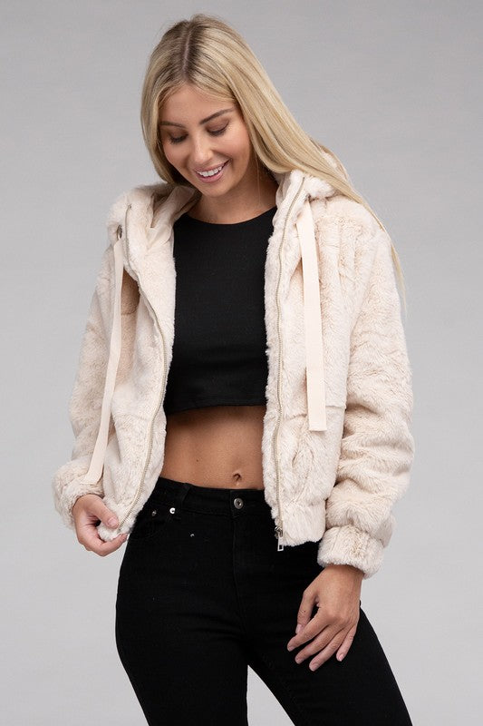 Fluffy Zip-Up Teddy Hoodie