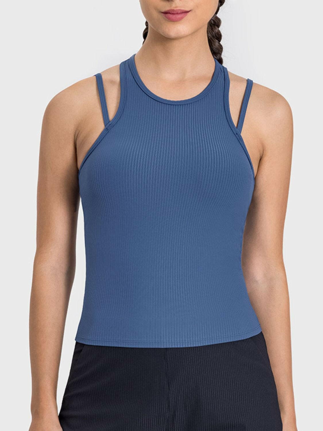 Cutout Round Neck Racerback Active Tank.