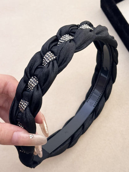 Rhinestone-embellished braided headband