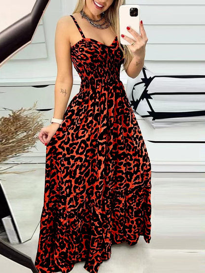 Leopard-print cami dress with sweetheart neckline