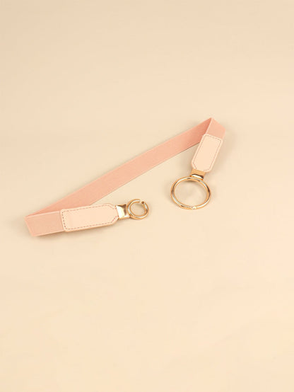 Double Ring Buckle Elastic PU Belt.