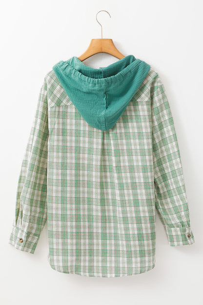 Ariella Checkered Loose Fit Buttoned Hooded Shacket - Love Salve 