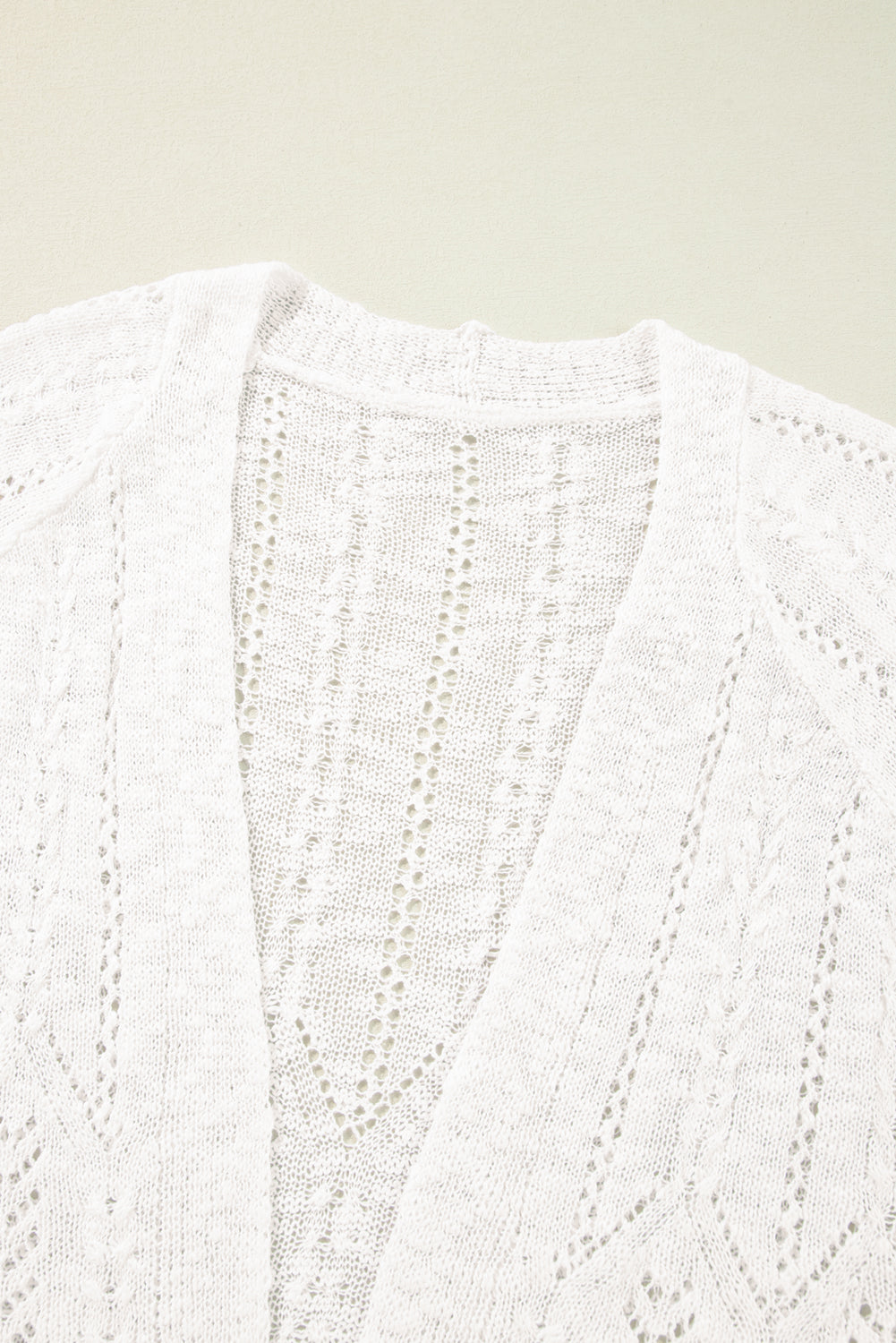 Chic white plus size eyelet knit open cardigan for effortless layering