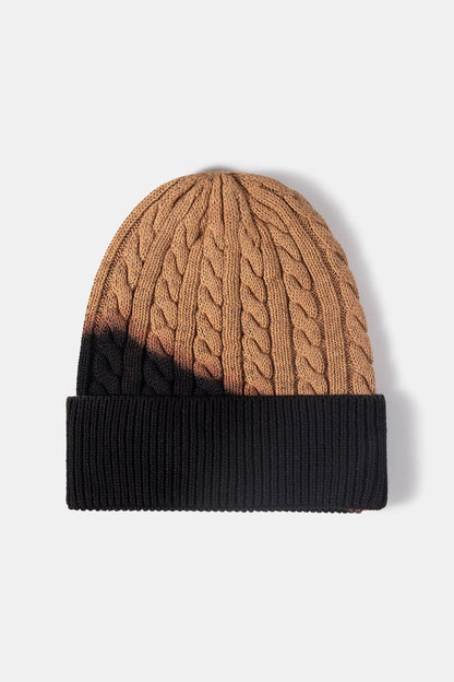 Contrast Tie-Dye Cable-Knit Cuffed Beanie.