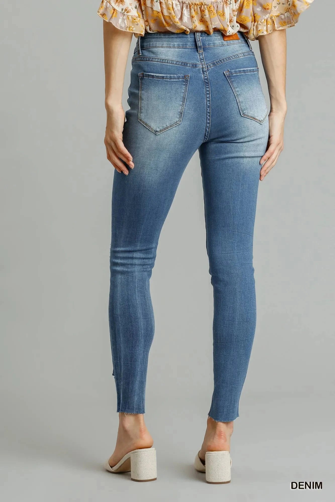 Umgee Distressed Skinny Jeans with Edge Detail Coco’s Tee Boutique
