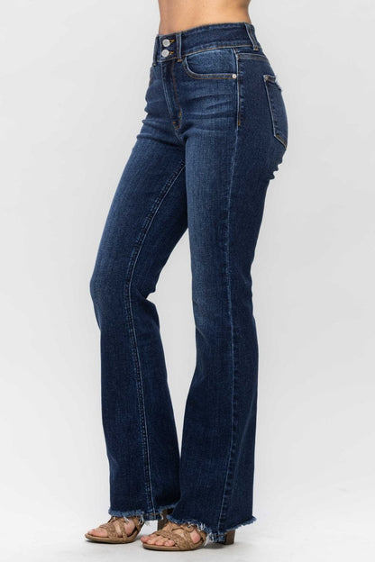 Frayed hem bootcut jeans by Judy Blue for a trendy twist