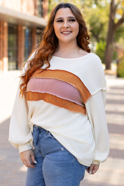 White knit drop sleeve top