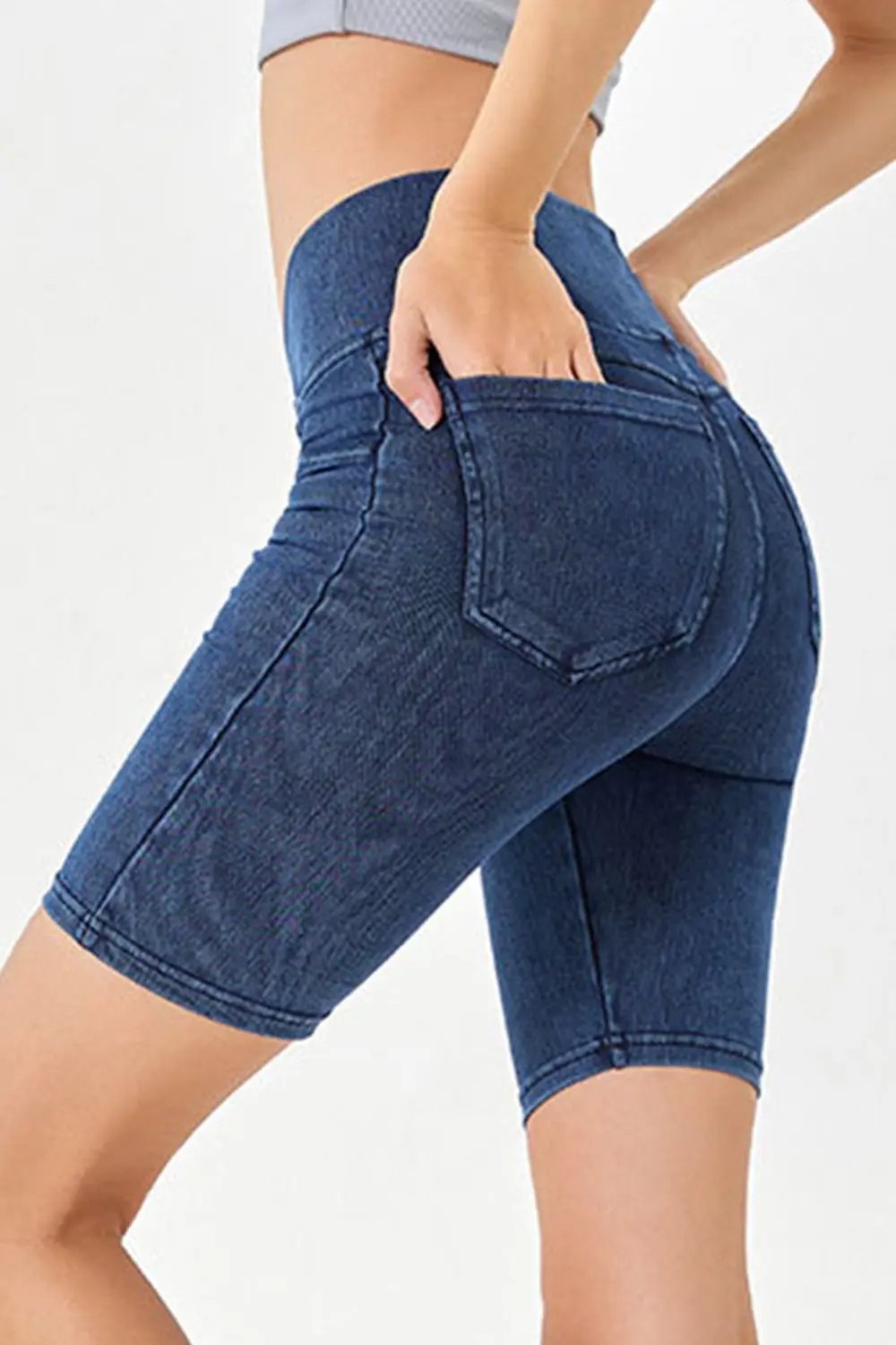 Basic Bae Asymmetrical Waist Denim Shorts with Pockets - Love Salve