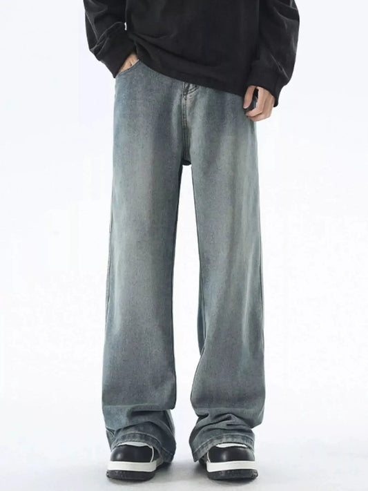Men's Plus Size Vintage Wash Wide Leg Jeans Simply Love