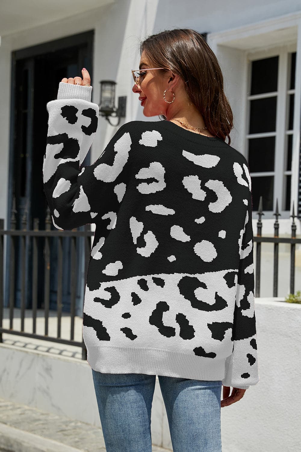 Leopard Drop Shoulder Sweater.