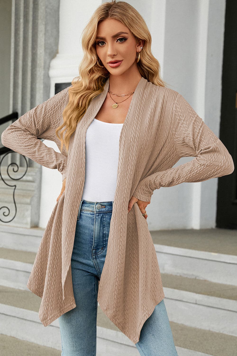 Open Front Long Sleeve Cardigan.