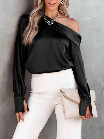 Chic asymmetrical long sleeve top