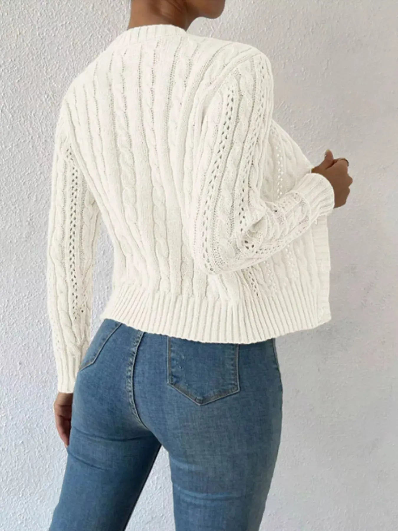 Cable Knit Button-Up Cardigan Simply Love