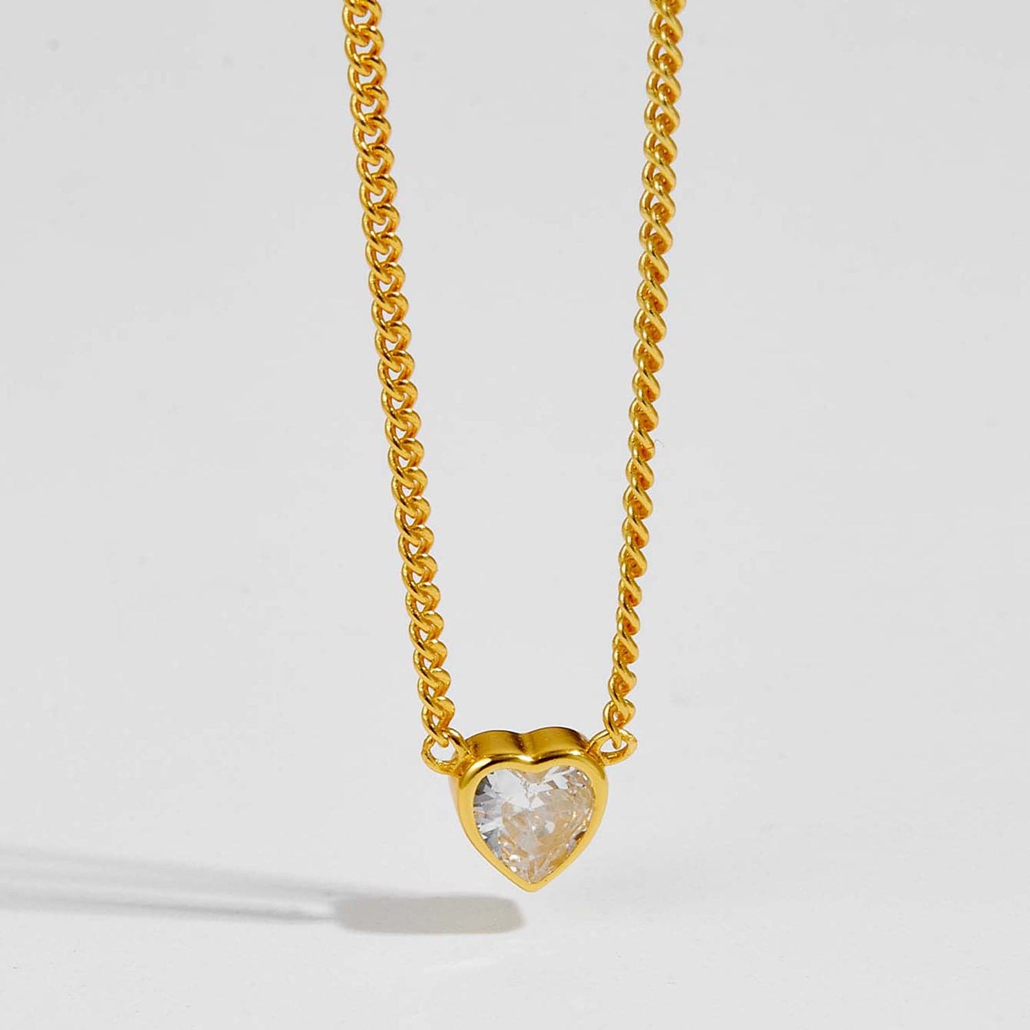 Heart Inlaid Zircon 925 Sterling Silver Necklace.