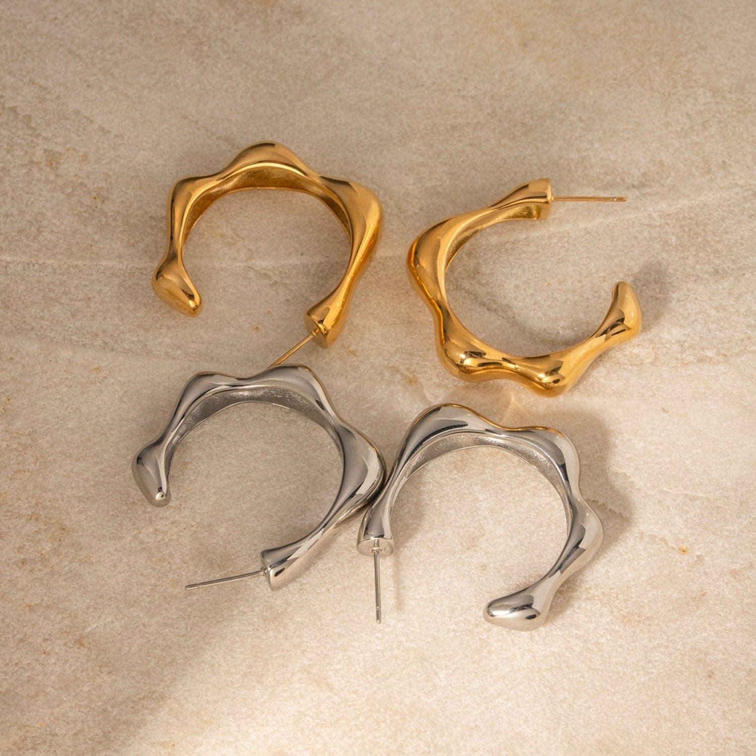 Stainless Steel C-Hoop Earrings.