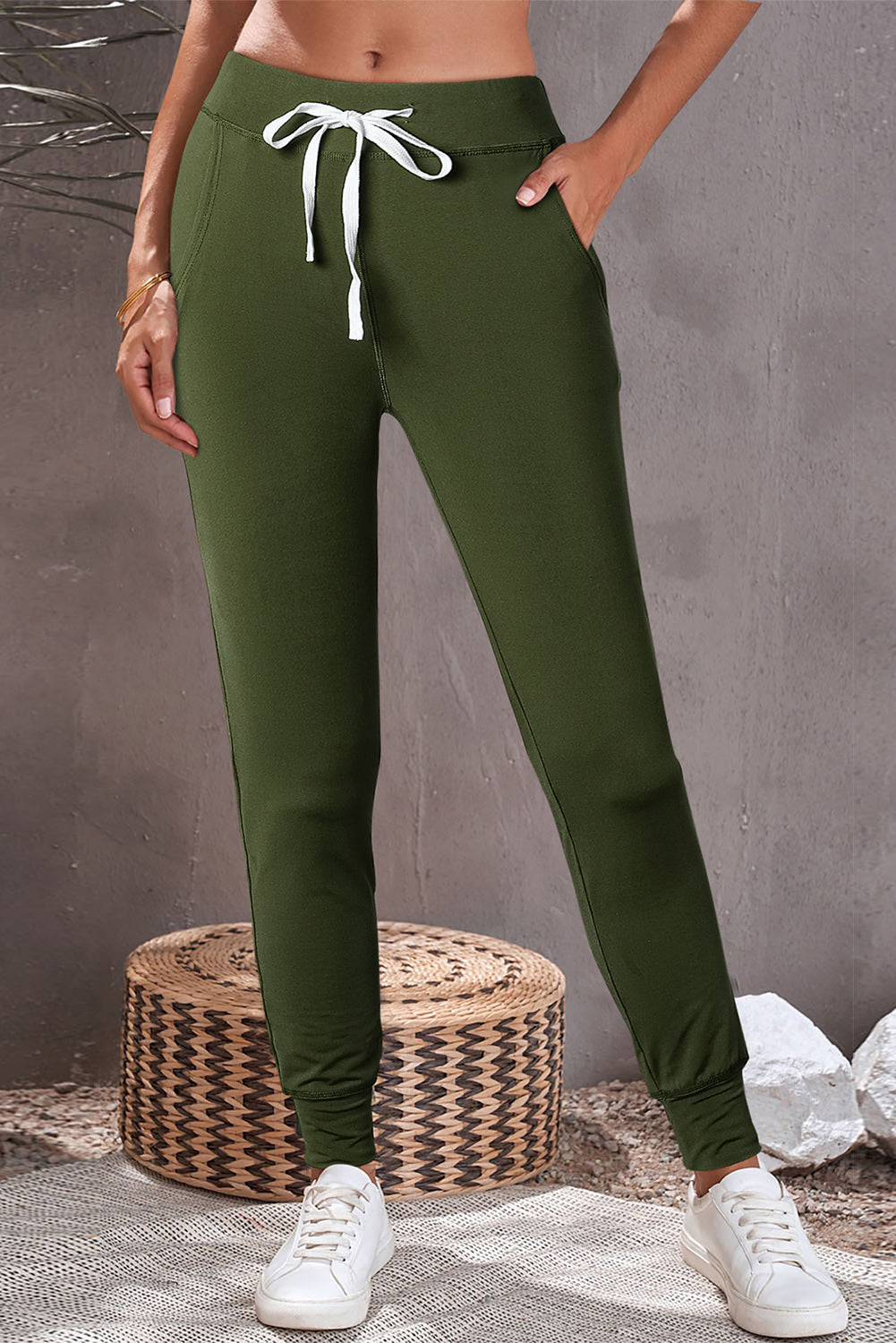 Moss green joggers with pockets