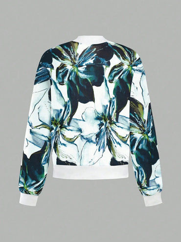 Printed Zip Up Long Sleeve Jacket