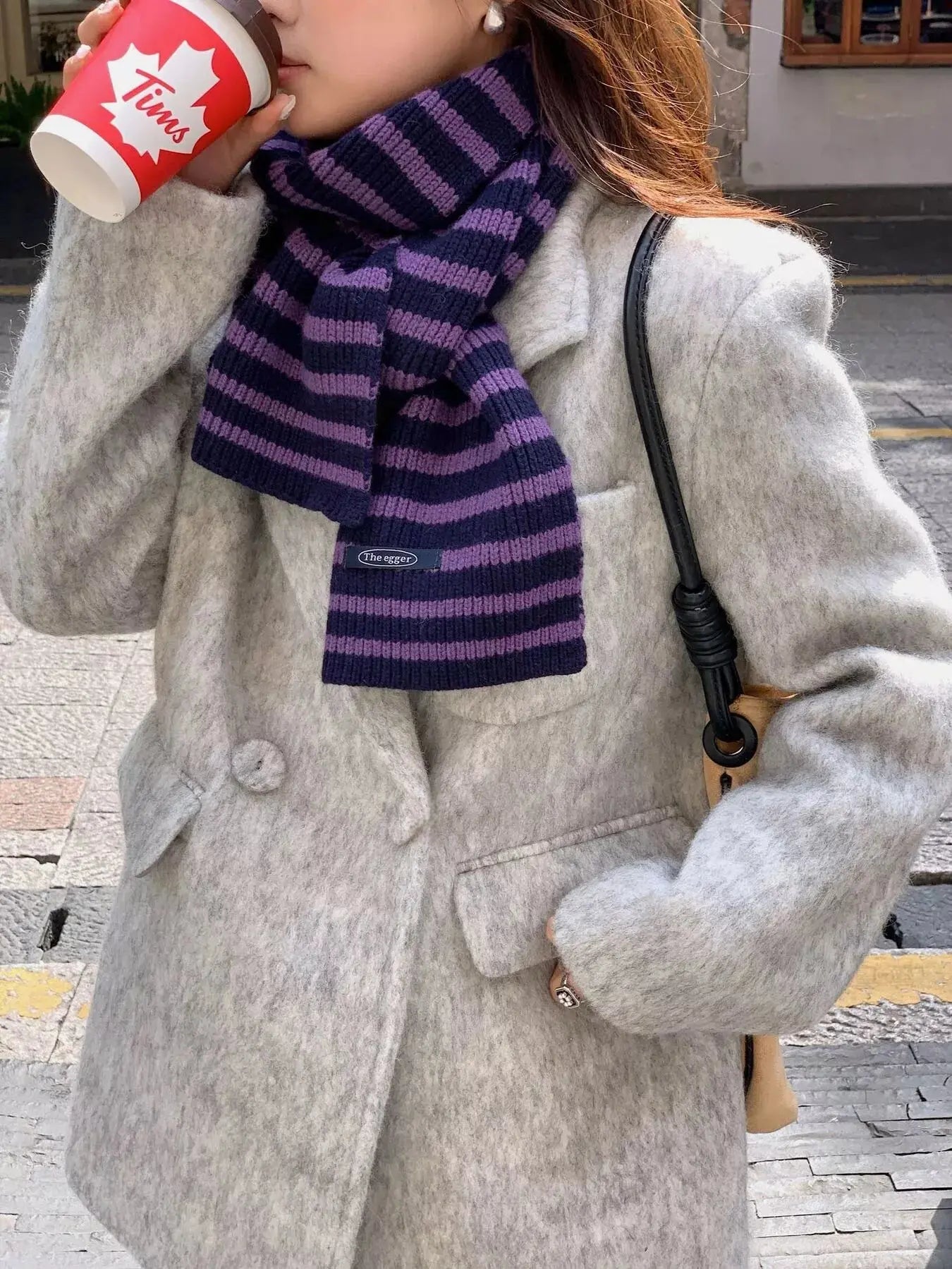 100% Wool Striped Knitted Winter Scarf Simply Love