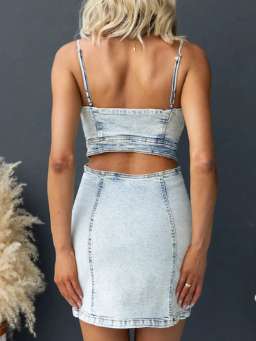 Back Talk Beauty Denim Cutout Dress