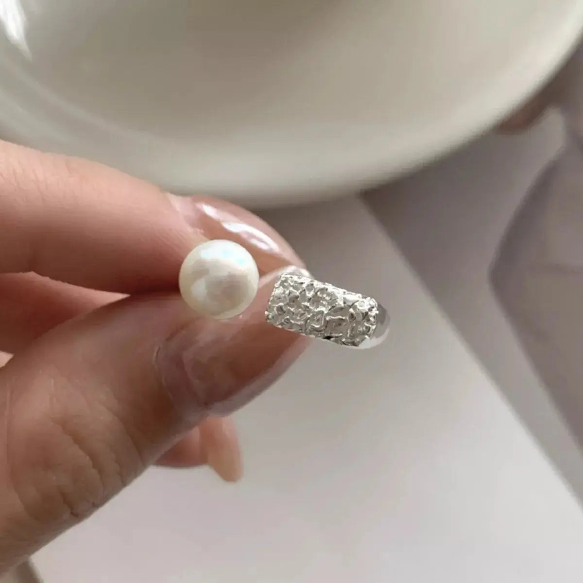 Pearl 925 Sterling Silver Open Ring Simply Love